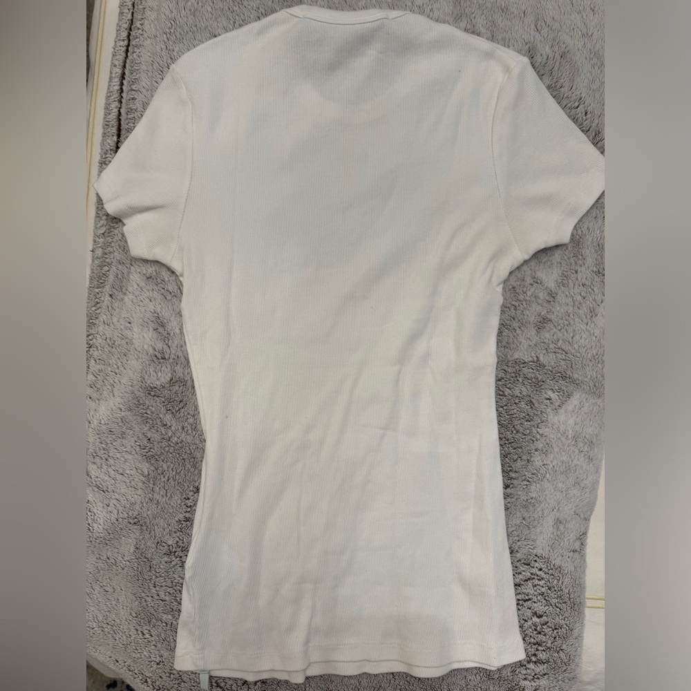 Off-White White Crew Neck Short Sleeve Fitted T-Shirt - Picture 2 of 3